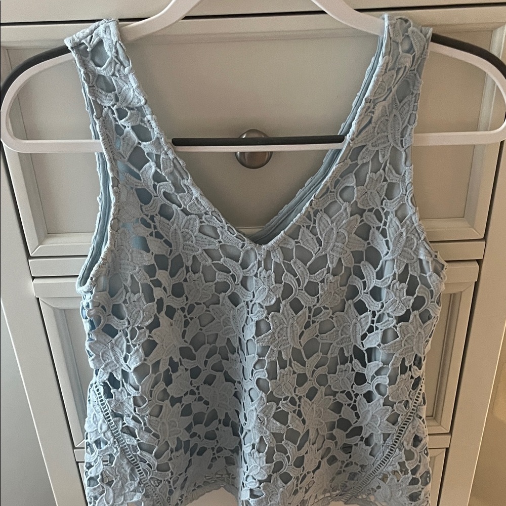 J.O.A. Light Blue Floral Crochet Tank (from Tuckernuck)